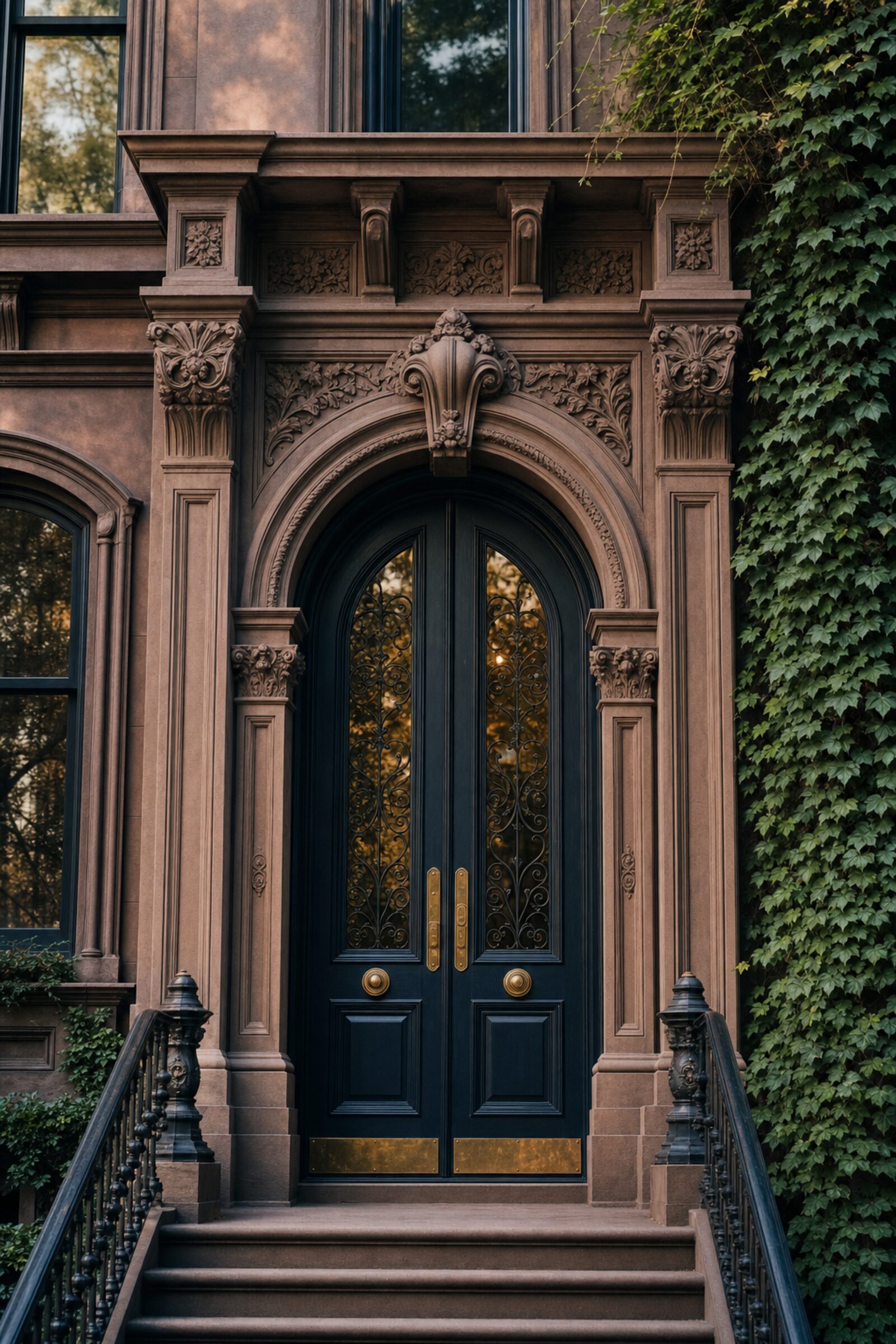 Detail of a classic Brooklyn brownstone entrance
