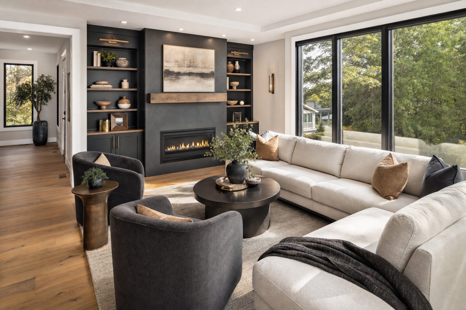Beautifully remodeled residential living room interior