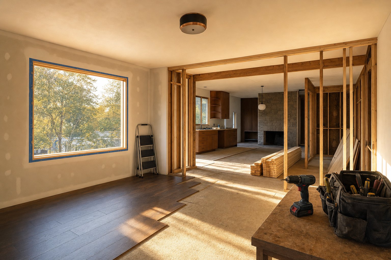 Renovation in progress in a residential interior
